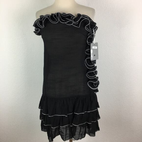 Urban Mango Black Ruffle Tube Dress NWT Medium - Picture 1 of 5
